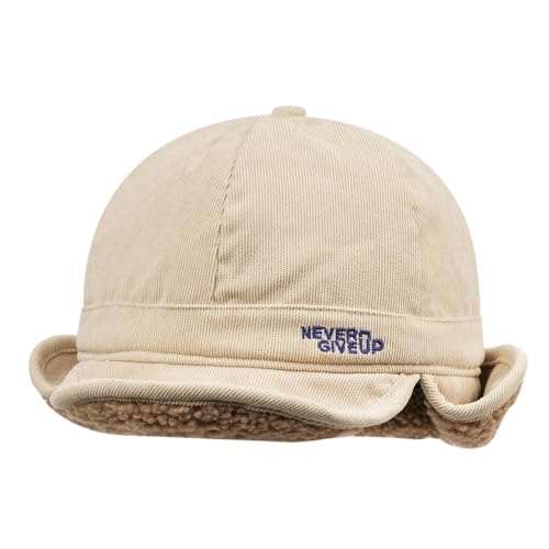 CLAPE Russian Trapper Ushanka Hat Eskimo Warm Pilot Cap Hats Earflaps Baseball Cap Visor Dad Hat for Outdoor Skiing - color: Dj05-beige