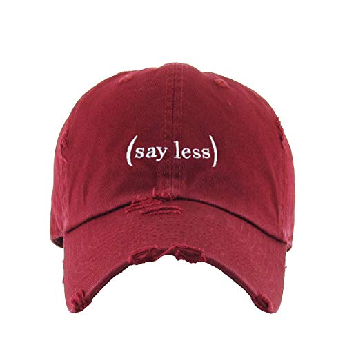Say Less Do More Vintage Baseball Cap Embroidered Cotton Adjustable Distressed Dad Hat - color: Maroon