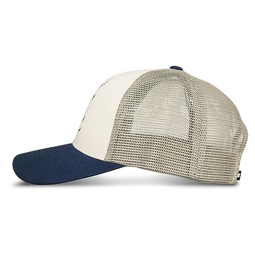 Lucky Brand Trucker Hat | Snapback | Adjustable | Mesh Back | Retro | Baseball Cap | Golf | Fishing | American Heritage - color: Burger Joint - Navy