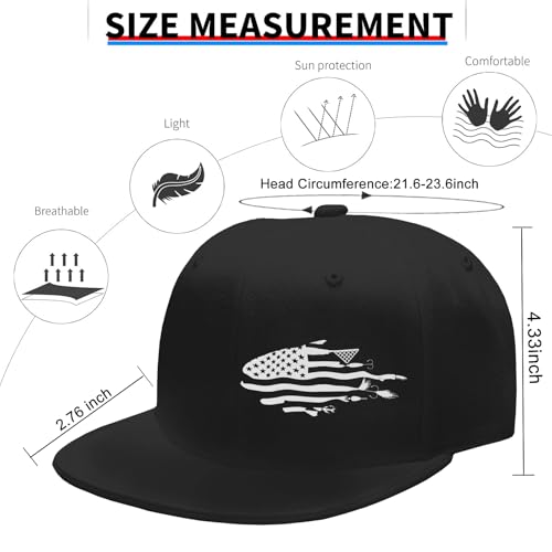 Snapback Hats for Men Puerto Rico Flag Hat Flat Bill Hats for Men Fitted Black Baseball Cap Mens - color: National Flag Fish