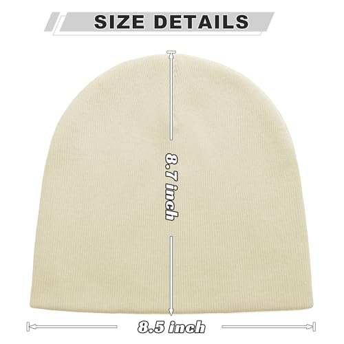 ROYBENS 100% Cotton No Cuff Beanie Hat Men Women, Fisherman Skull Cap - color: Beige