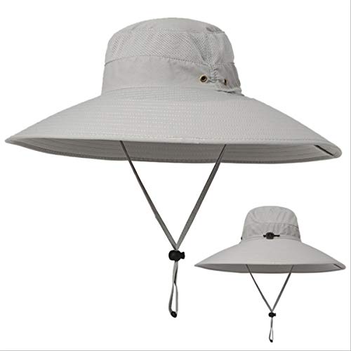HUAMULAN Men Wide Brim Sun Hat Summer Outdoor Women Bucket Fishing Hats - color: D3-lightgray