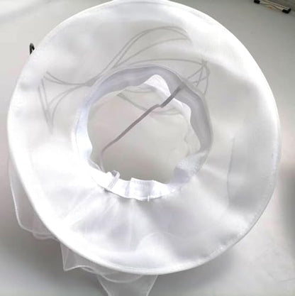 Organza Fascinator Hat - Women’s Wide Brim Church Bridal Tea Party Wedding Hat - color: 02a-white