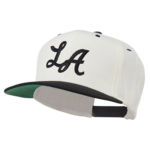 e4Hats.com LA Embroidered Snapback Cap - color: Natural Black