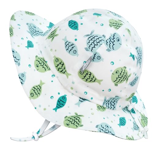 JAN & JUL Adjustable Cotton Floppy Sun Hat with 50+ UPF Protection for Boys - color: Fish Friends, size: 6-24 Months