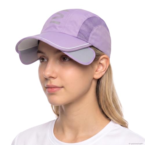 Retractable Brim Baseball Cap Sport Sun Visor Hat for Men Women - color: Purple