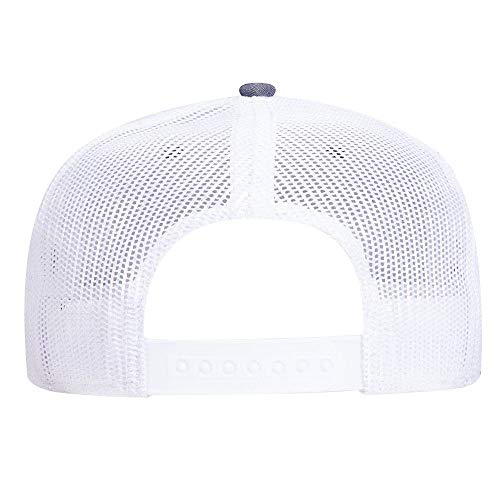 OTTO Snap 6 Panel Pro Style Cotton Blend Chambray Snapback Hat - color: Nvy/Wht