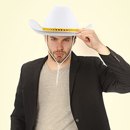 4 Pack Pinch Front Cowboy Hat Novelty Western Cowboy Cowgirl Hat for Adult Halloween Cosplay Dress up - color: White
