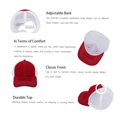 ZH 12 Pack Mesh Trucker Hats, Bulk Baseball Caps for Men and Women, Trucker Cap Wholesale - color: Red-white