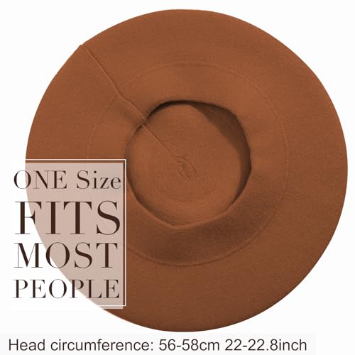 Sumolux Women Beret Hat French Beret Beanie Cap Classic Solid Color - color: Caramel, size: Large