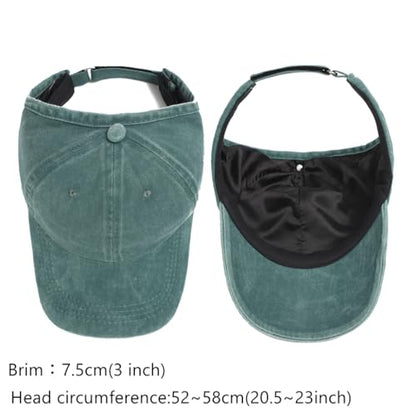 2 Pack Backless Cap for Women Natural Curly Hair Hat Baseball Cap Afro Puff Ponytail Hat - color: Black＆gr