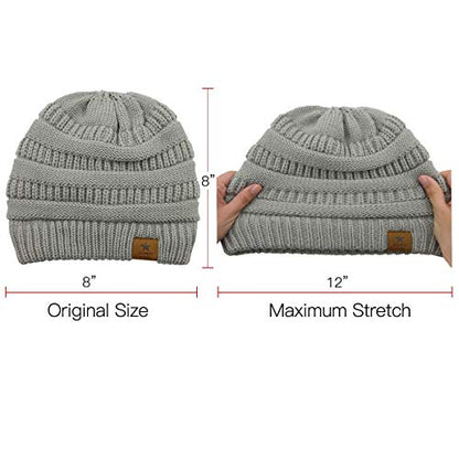American Trends Winter Hats for Women 4 Pack Beanie Hats Caps Knit Chunky Slouchy Beanie Hats - color: Black&light Grey&white&beige