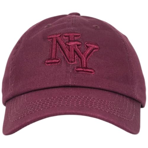 NY 3D Embroidered Dad Hat - New York Baseball Cap - color: Burgundy Burgundy