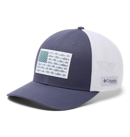 Columbia Unisex PFG Logo Mesh Ball Cap - color: Nocturnal/White/Us Fish Flag, size: Small-Medium