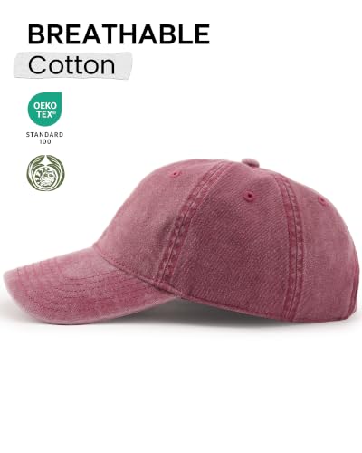 FURTALK 3 Packs Unisex Vintage Washed Cotton Distressed Baseball Cap - color: Black+beige+wine Red, size: Medium-Large