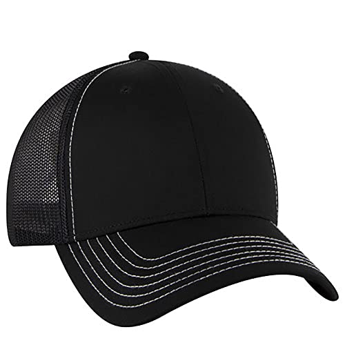 Ashen Fane 6 Panel Low Profile Contrast Vertical Mesh Back Snapback Hat - color: Black Ver.1