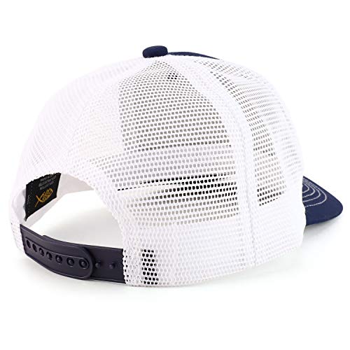 Trendy Apparel Shop Thinking Cap Washed Two Tone Trucker Baseball Cap - color: Navy White