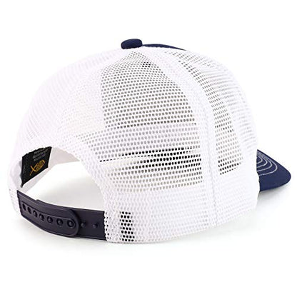 Trendy Apparel Shop Thinking Cap Washed Two Tone Trucker Baseball Cap - color: Navy White