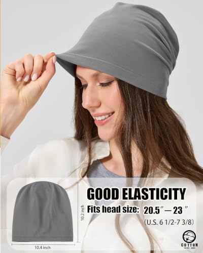 ROYBENS 100% Cotton Thin Slouchy Beanie Hat Women Men Lightweight Chemo Cap - color: 1pcs-dark Grey