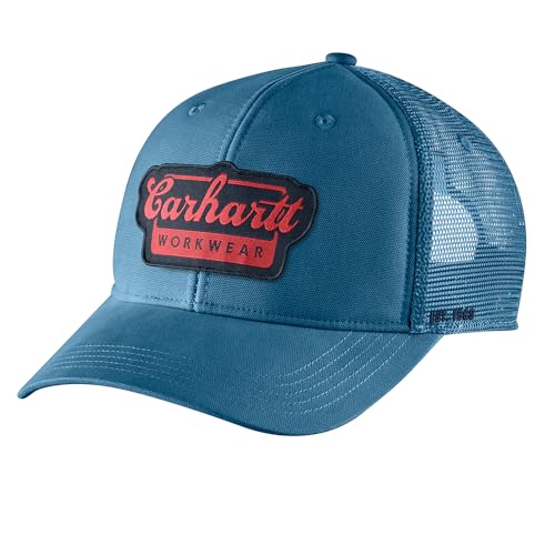 Carhartt Men's Rugged Flex Twill Mesh-Back Script Patch Cap - color: Dark Tranquil Blue
