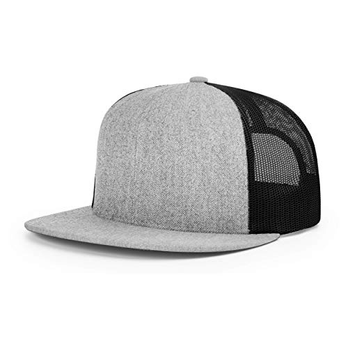 Richardson Unisex 511 Flatbill Trucker Adjustable Snapback Baseball Cap - color: Heather Grey/Black