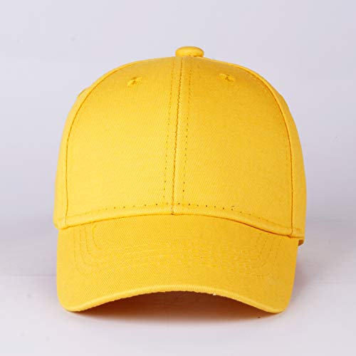 LANGZHEN Cotton Outdoor Toddler Girls Boys Plain Baseball Cap Baby Infant Structured Adjustable Hat for Kids Sun Hat - color: Yellow, size: Medium