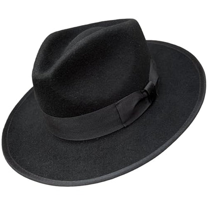 Soft Wool Crushable Mens Fedora Hats for Men Women Black Dress Rolled Wide Brim Hat