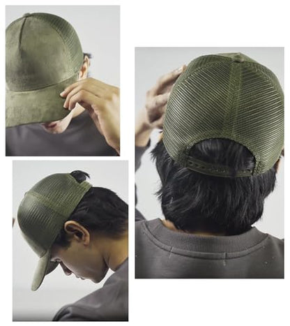 Suede Mesh Back Baseball Caps for Men Women Trendy Trucker Hats Dad Hat Sports Hat Breathable Snapback Hats 2025 - color: Navy