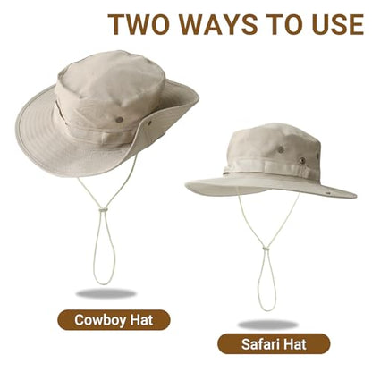 PFFY Sun Boonie Hats for Men UPF 50+ Bucket Hat for Fishing Safari Hunting - color: Pureblue