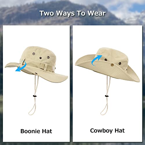 Surblue Boonie Sun Hat Windproof Fishing Hat UPF 50+ UV Protection for Hiking, Travel - color: Khaki