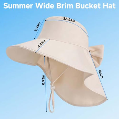 Womens Ponytail Hole Sun Hat with Neck Flap Outdoor UPF 50+ - color: Beige