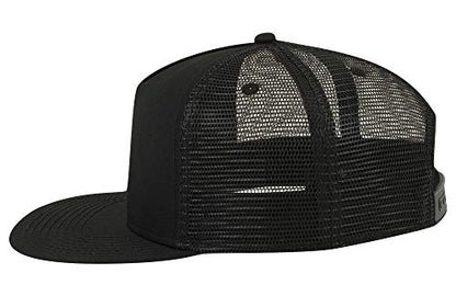 OTTO Square Flat Visor SNAP 5 Panel Mesh Back Trucker Snapback Hat - color: Black