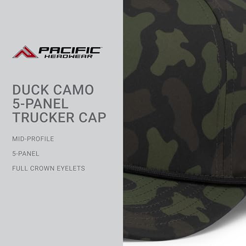 Pacific Headwear Duck Camo 5-Panel Trucker Cap - color: Woodland
