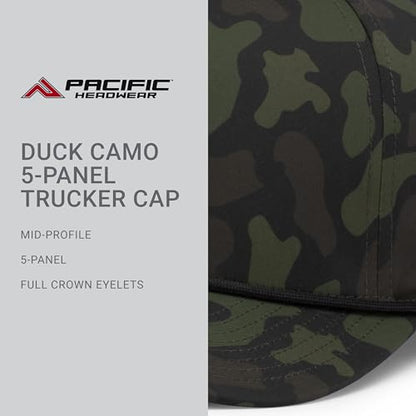 Pacific Headwear Duck Camo 5-Panel Trucker Cap - color: Woodland
