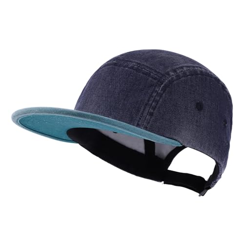 5 Panel Baseball Cap Color Stitching Flat Brim Hat Vintage Snapback Hats for Men Hip Hop Street Style Skateboard Hat - color: Mg-pym2583-blue