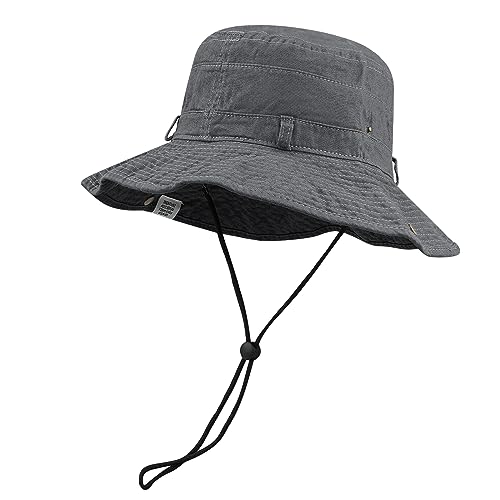 Clakllie Reversible Packable Boonie Fishing Hat UV Protection Sun Beach Hat - color: S-hjy6-grey