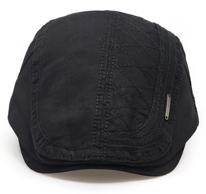 Initlove Mens Newsboy Cap Cotton Ivy Hat Beret Hats for Driving - color: A Black