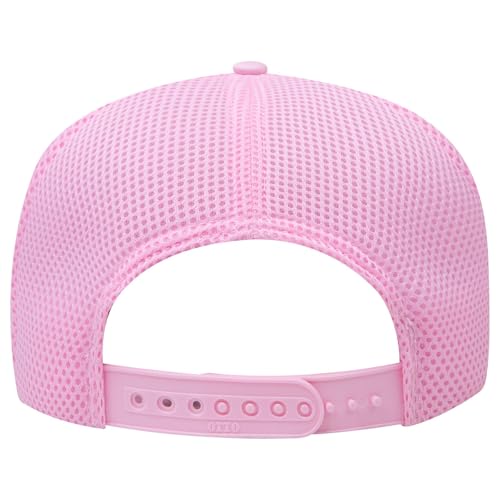 OTTO Cap 5 Panel High Crown Air Mesh Back Trucker Hat | Bulk Packs - color: 012 - Soft Pink