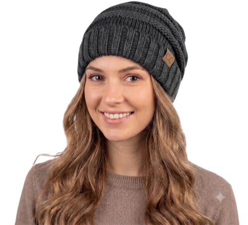 NYFASHION101 Slouch Wrinkled Beanie Cap Slouchy Skull Hat - color: Black/Gray Mix