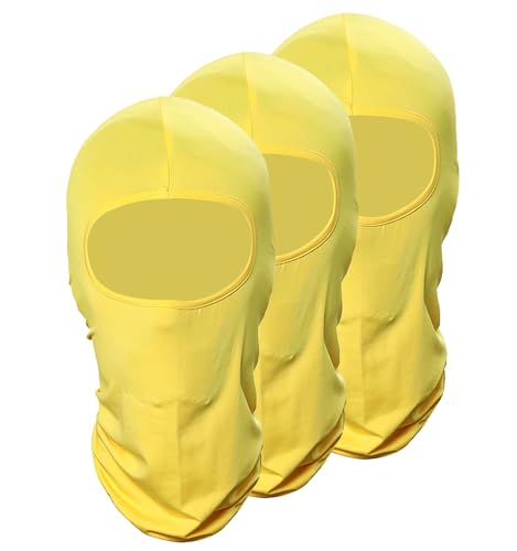 Pack of 3 Ski Mask Bandana Face Hat for Outdoor Airsoft Motorcycle Hood Helmet Balaclavas Headwear - color: Yellow