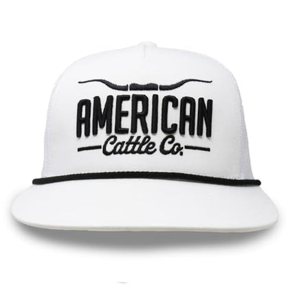 Longhorn Adjustable Snapback Western Hat - color: White/Black