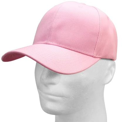 Falari Wholesale Bulk Lot 12-Pack Baseball Cap Adjustable Size Plain Blank Solid Color - color: Pink