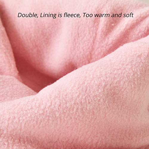 Toddler Baby Boys Girls Winter Hat Kids Ear Flap Warm Fleece Lined Knit Beanie Fur Pom Hat - color: Pink With Pink Wool Pompom, size: 6-24 Months