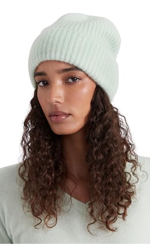 Style Republic Women’s Chunky Knit Beanie, 100% Pure Cashmere Cap, Soft & Stretchy, Warm Hat for Autumn, Winter, Spring - color: Fog Green