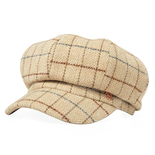 Comhats Women's Wool Winter Warm Newsboy Hats, Fashion Pageboy Beret Cap - color: 99952_beige(satin Lined)v, size: Medium