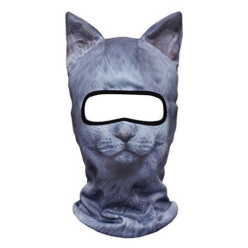 WTACTFUL 3D Animal Ears Balaclava, Breathable Face Mask for Halloween - color: British Shorthair Meb-06