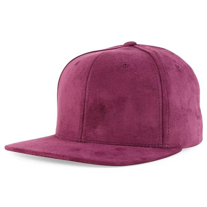 Trendy Apparel Shop Plain Suede Flat Bill Snapback Cap - color: Wine