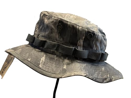Military Boonie Hat, A-TACS Camo Pattern, Tactical Sun Hat with Chin Strap - color: A-tacs Ghost, size: 7 1/2