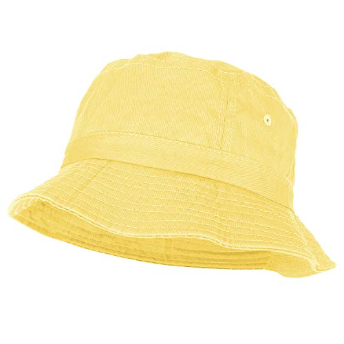 Armycrew Pigment Dyed Washed 100% Cotton Unisex Bucket Hat - color: Yellow