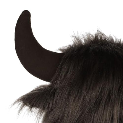 XGOPTS Winter Faux Fur Plush Hat with Horns Warm Animal Horn Ox Earflap Hat - color: Cofffee